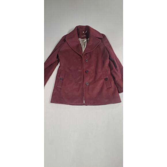 Calvin Klein Women's Red Pea Coat- Size 12 - Picture 1 of 6